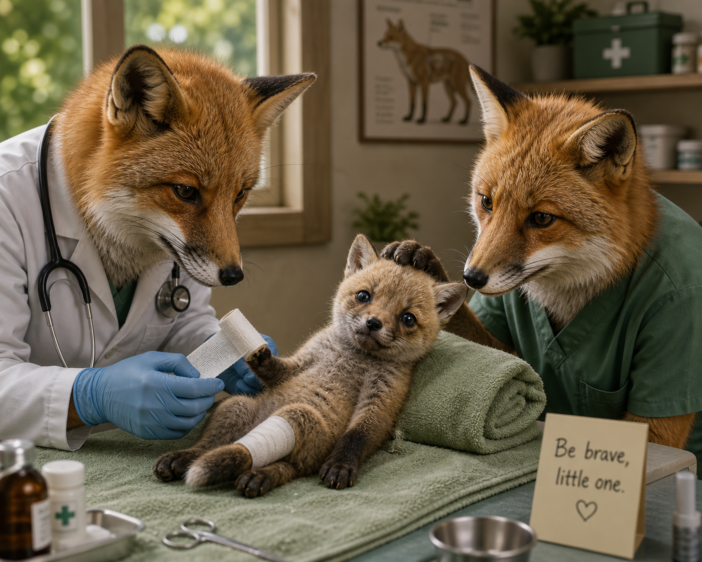 Apple receiving gentle veterinary care